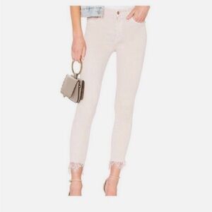 MOTHER Pink Looker Dagger Ankle Fray Jeans